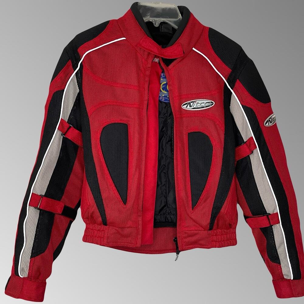 Nitro Racing Size S Men RED Motorcycle Jacket Padded Mesh Full Zip Armor Lined